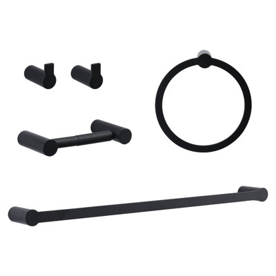 ARCORA 5 Piece Aluminum Matte Black Bathroom Hardware Set & Reviews ...